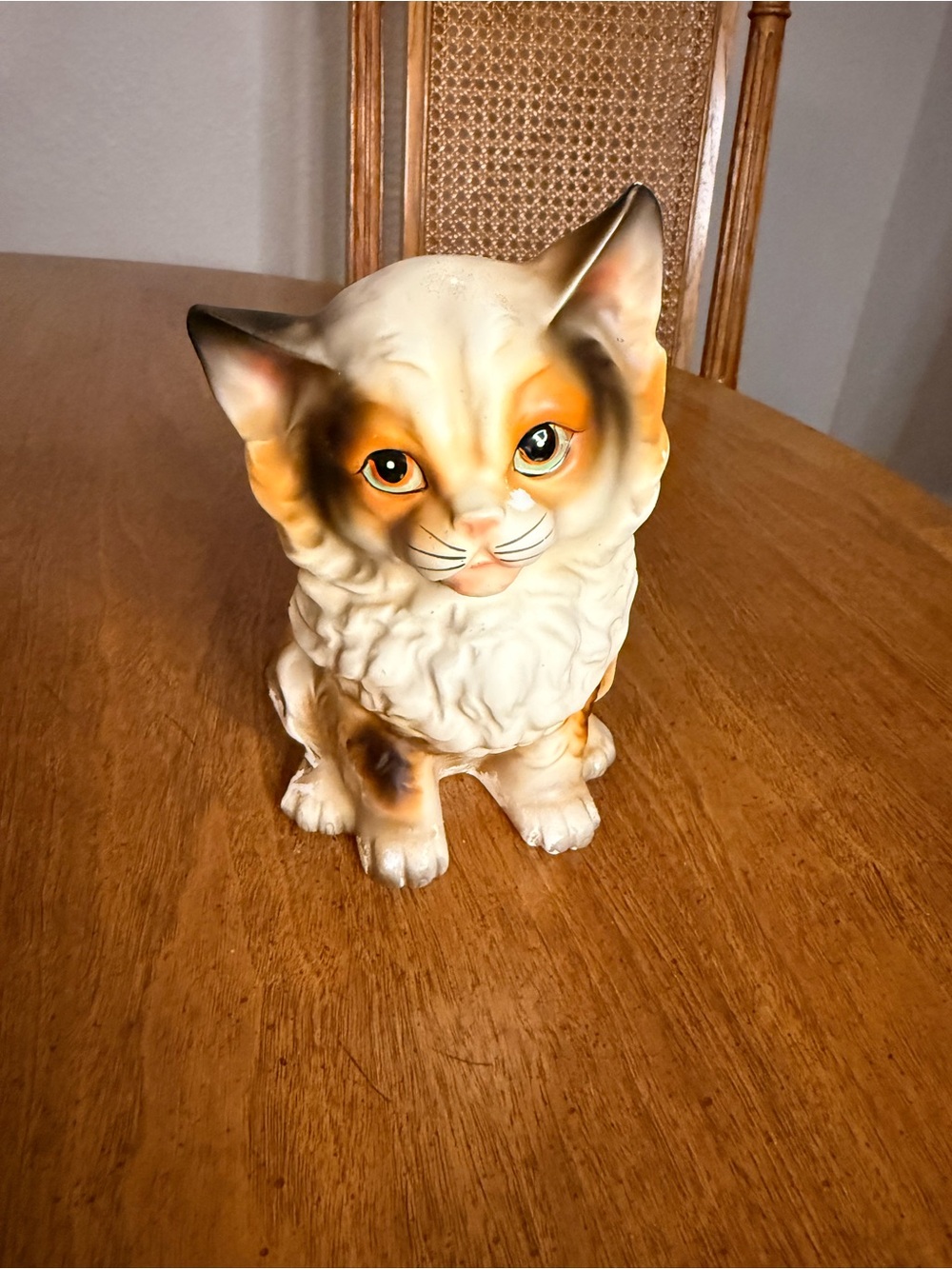 Vintage Mid Century Modern Calico Cat Figurine Planter
